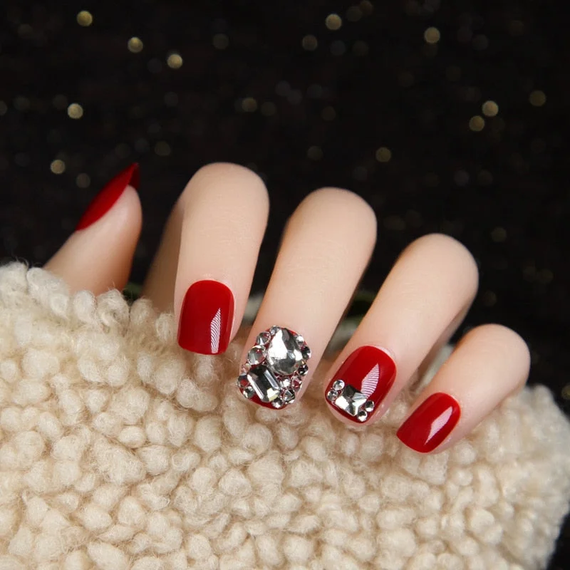 24pcs Nude Color press on nails short Paillette Gold Foil Woman Wearable Fake Nails with Glue Girls Daily Decoration Fingernail-Nail Inspo