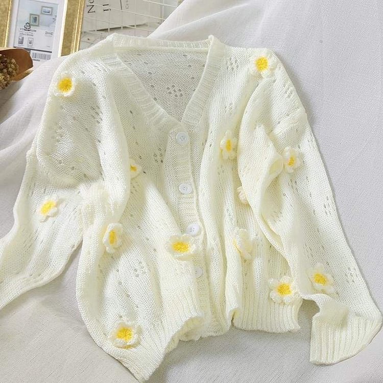 Cute Sweet Daisy Cottagecore Cardigan SP013
