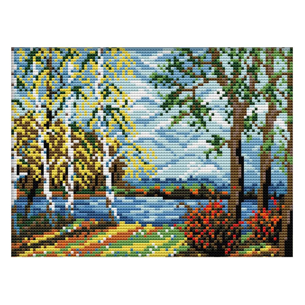 

Countryside Scenery - 14CT Stamped Cross Stitch - 26*19cm, 501 Original