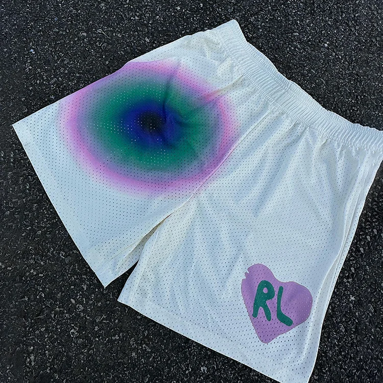 Loveciss®/ Fashion Color Contrast Lights Print Mesh Shorts