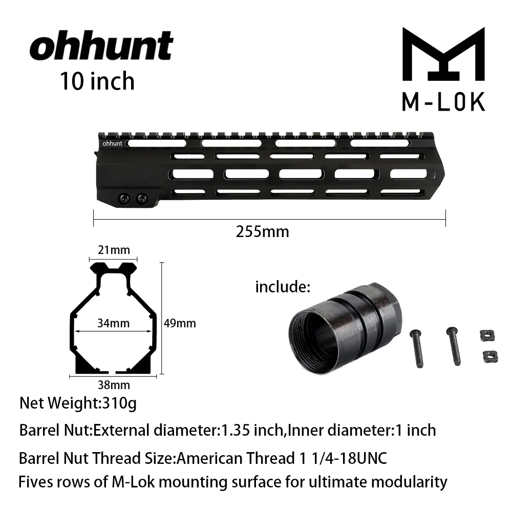 ohhunt ® AR15 Free Float M-LOK Handguard 