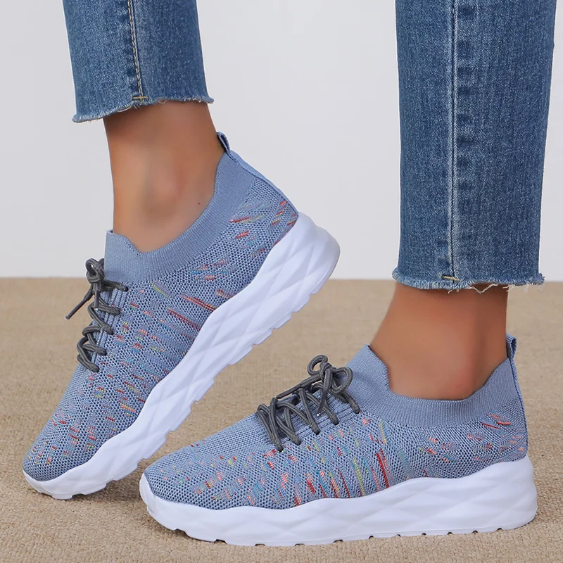 Zhungei Lightweight Slip On Platform Sneakers Women Fashion Colorful Knitted Sock Shoes Woman Casual Running Walking Shoes Ladies