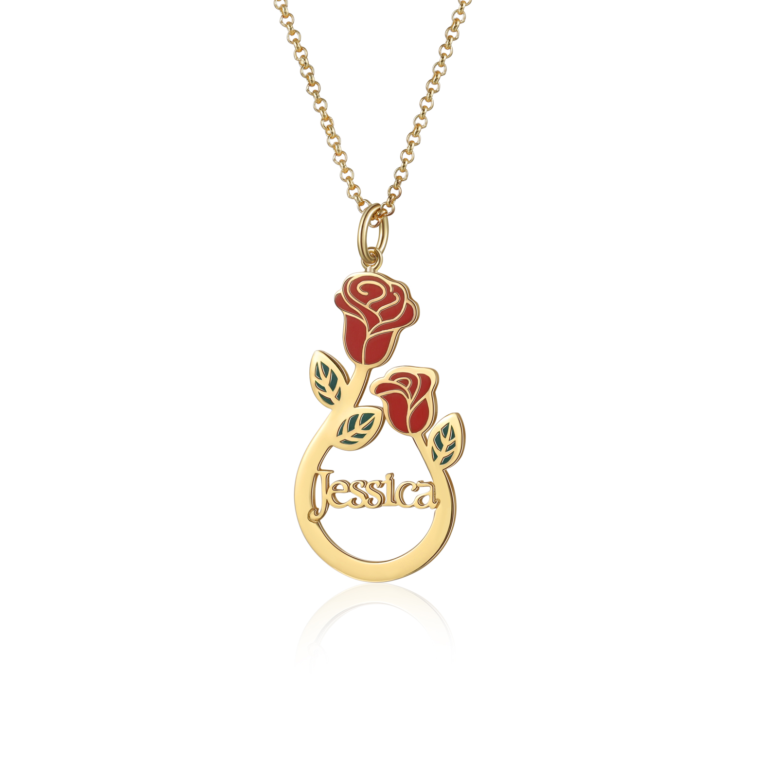 Rose Name Necklace Personalized Teardrop Necklace for Her