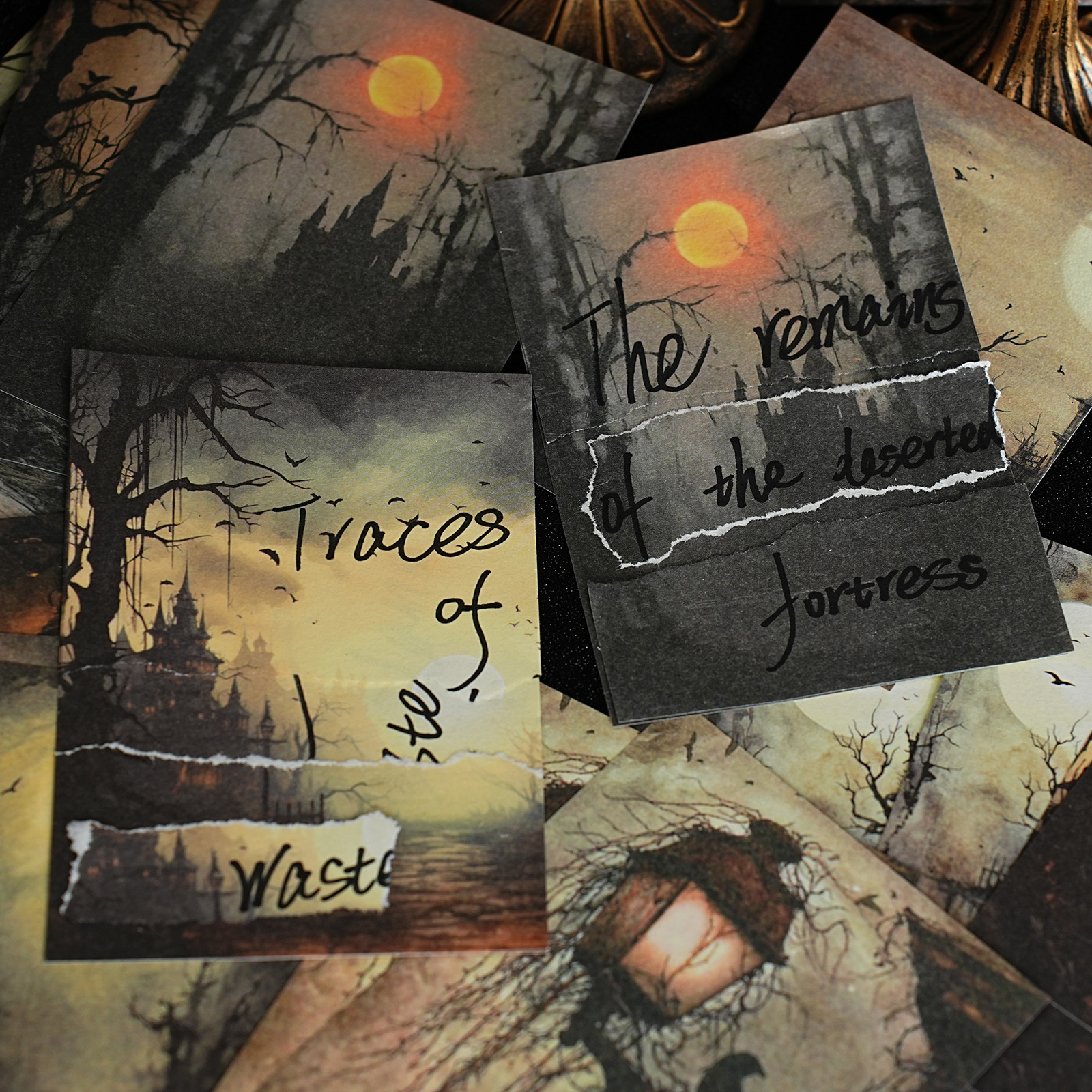 소재 종이 - 댄스 인 더 다크 시리즈 빈티지 고딕 나비 꽃 풍경