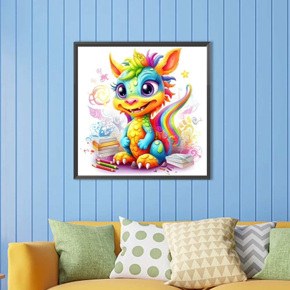 Partial AB Diamond Painting - Full Round Drill - Colourful Dinosaur(Canvas|45*45cm)