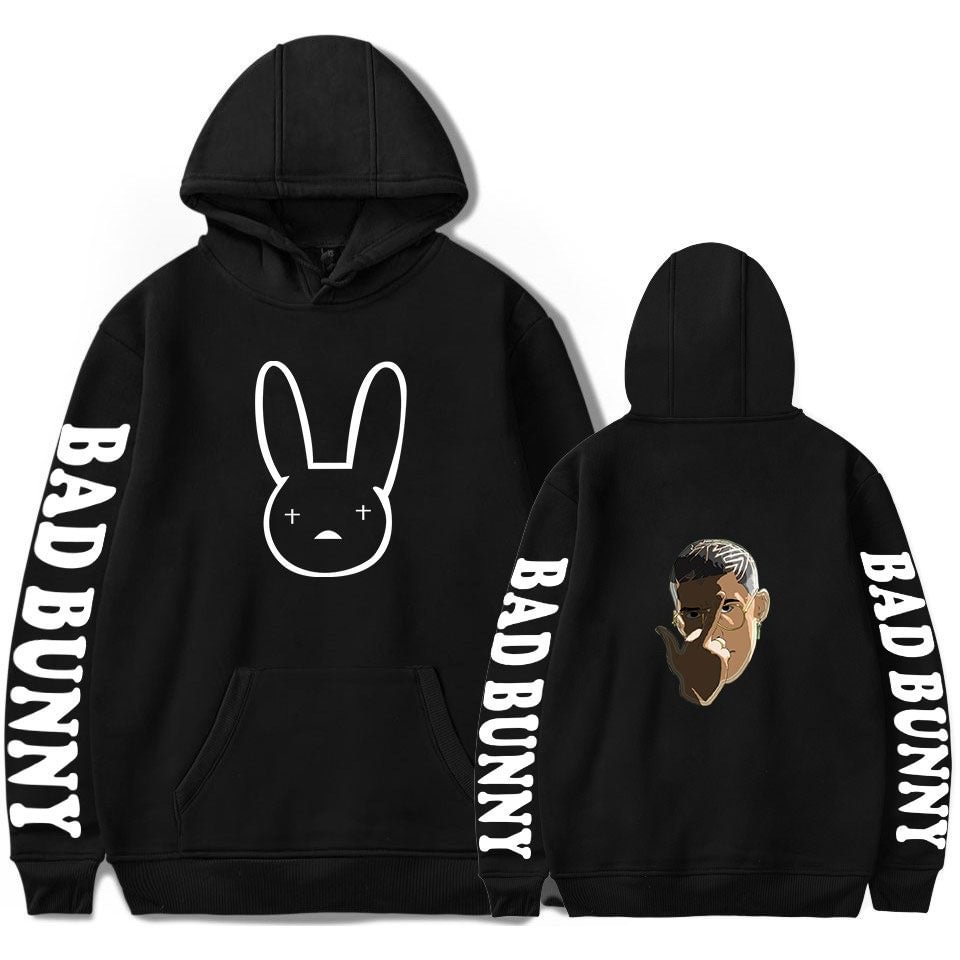 Unisex Bad Bunny Hoodie Cool Graffiti Hip Hop Hooded Sweatshirt