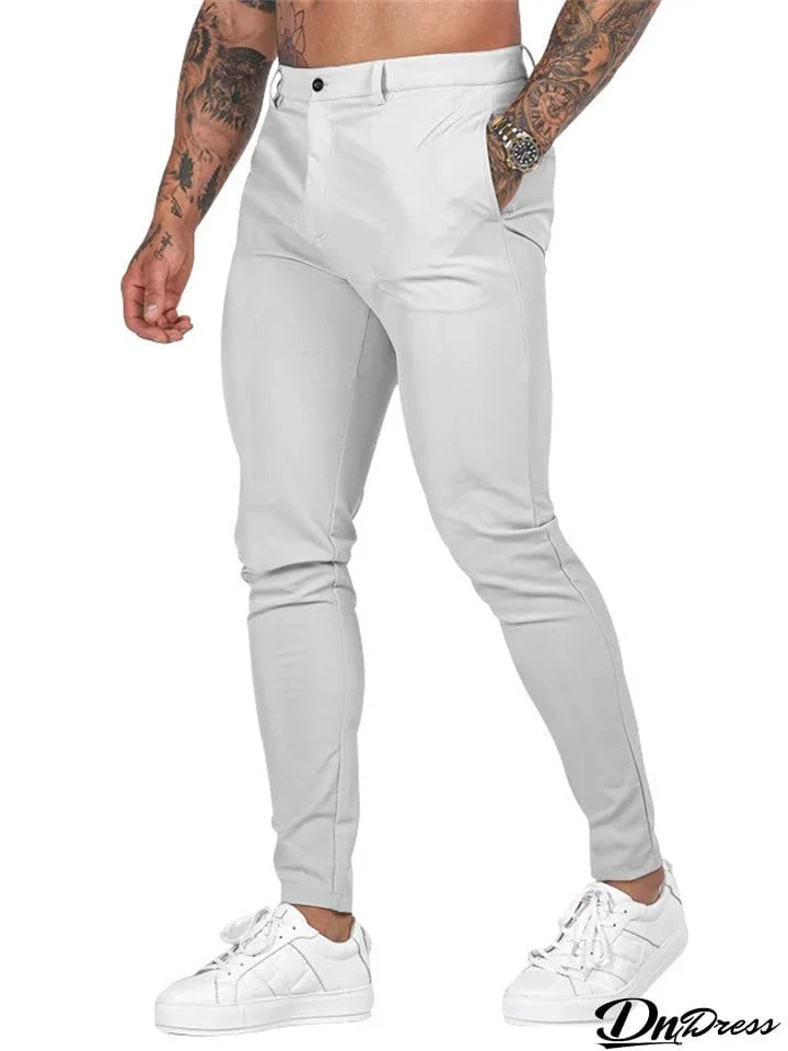 Casual Slim Solid Color Straight Leg Pants