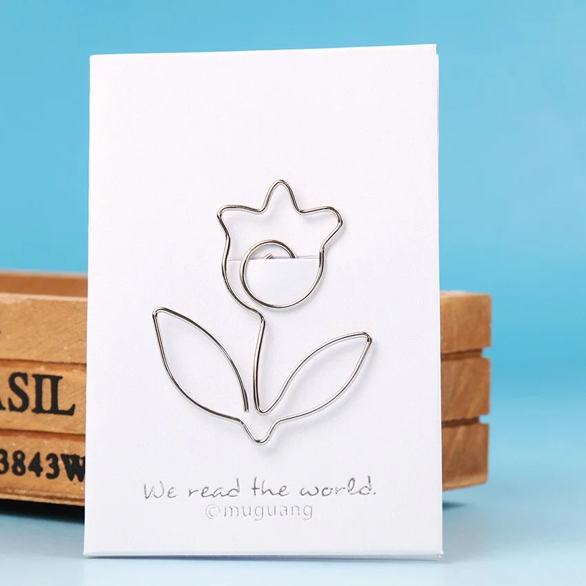 1 Pcs Animal Cat Bird Flowers Paper Clip Metal Books Stationery School Office Supply clothespins for photo decorative bookmark