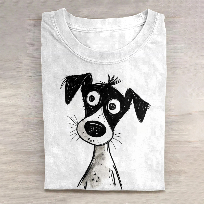 Dog Art Print Casual Short Sleeve T-Shirt wearshes