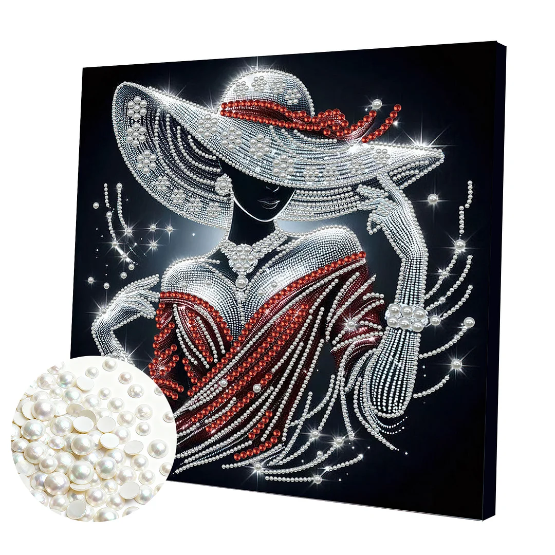 Elegant Lady - DIY Pearl Diamond Art Kit With Frame 30*30cm