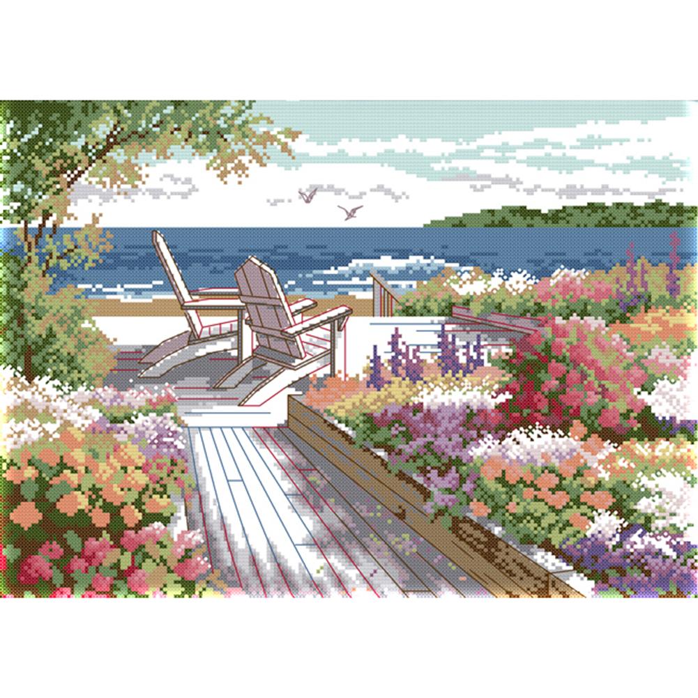 

Seaside Scenery - 14CT Stamped Cross Stitch - 44*33cm, 501 Original