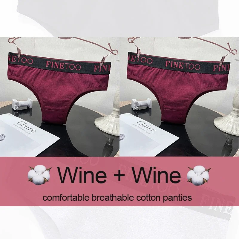 M-XXL Women's Panties Cotton Underwear Sexy Lingerie Panties Female Underpants Briefs Intimates Finetoo Cotton Pantys 2PCS/Set