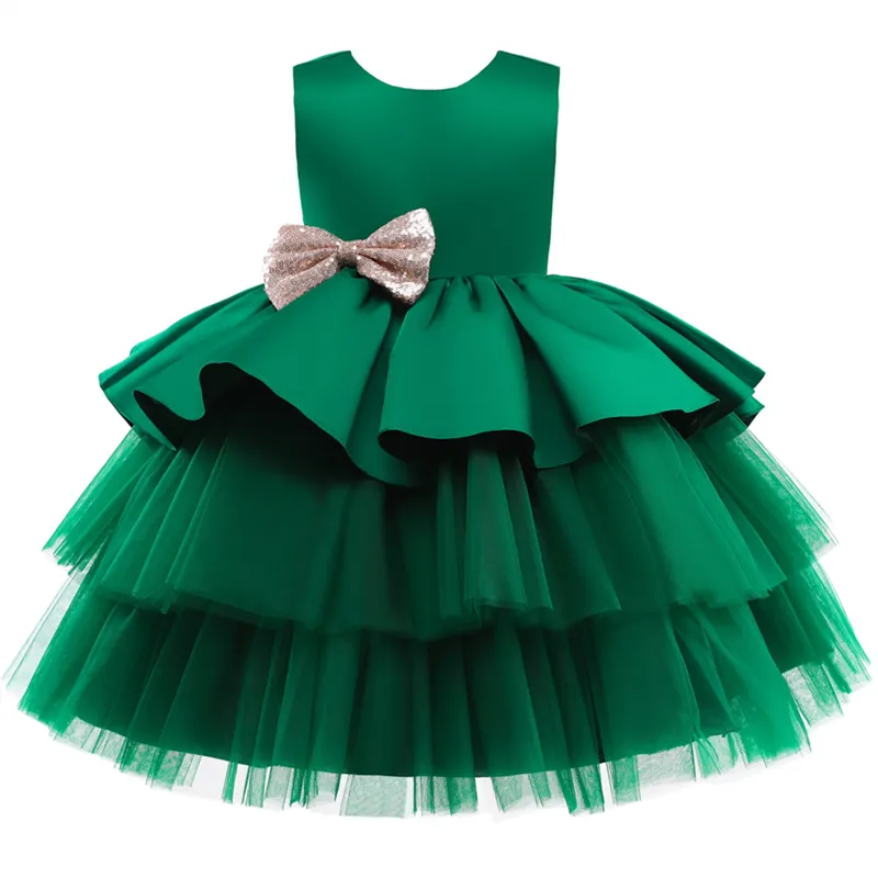 Toddler Baby Girls Dresses Sequin Bow Princess Costume For Kids Birthday Wedding Party Vestido Children New Year Evening Clothes