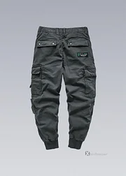 Multi Flap Pockets Drawstring Cargo Jogger Techwear Pants COFFEE