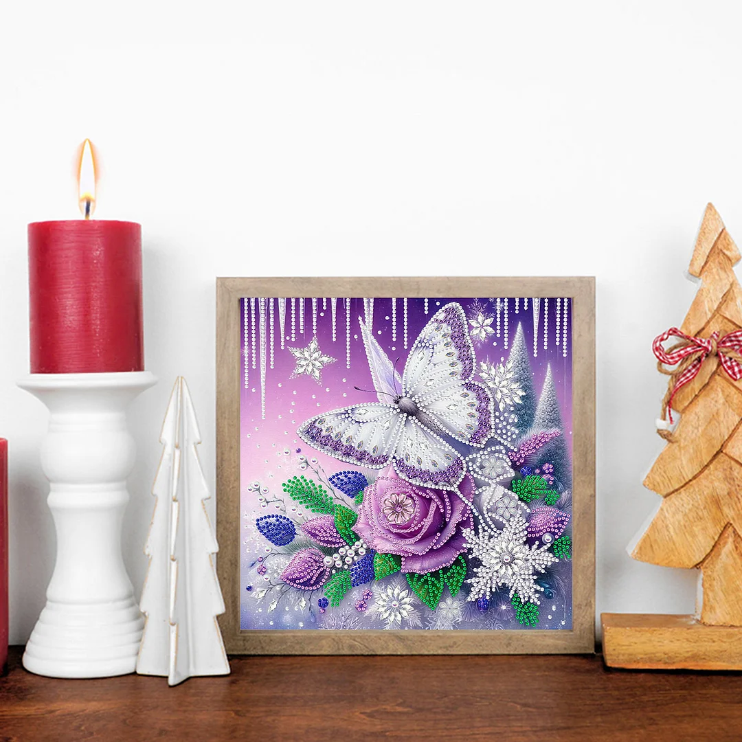 Flowers Butterfly - Diamond Painting - Partial Special Shaped Drill(Canvas|30*30cm)