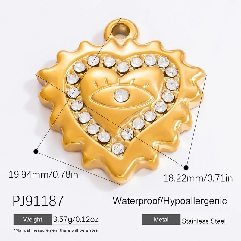 1 Piece 12.64*13.28mm 304 Stainless Steel Zircon 18K Gold Plated Heart Shape Pendant Jewelry Accessories