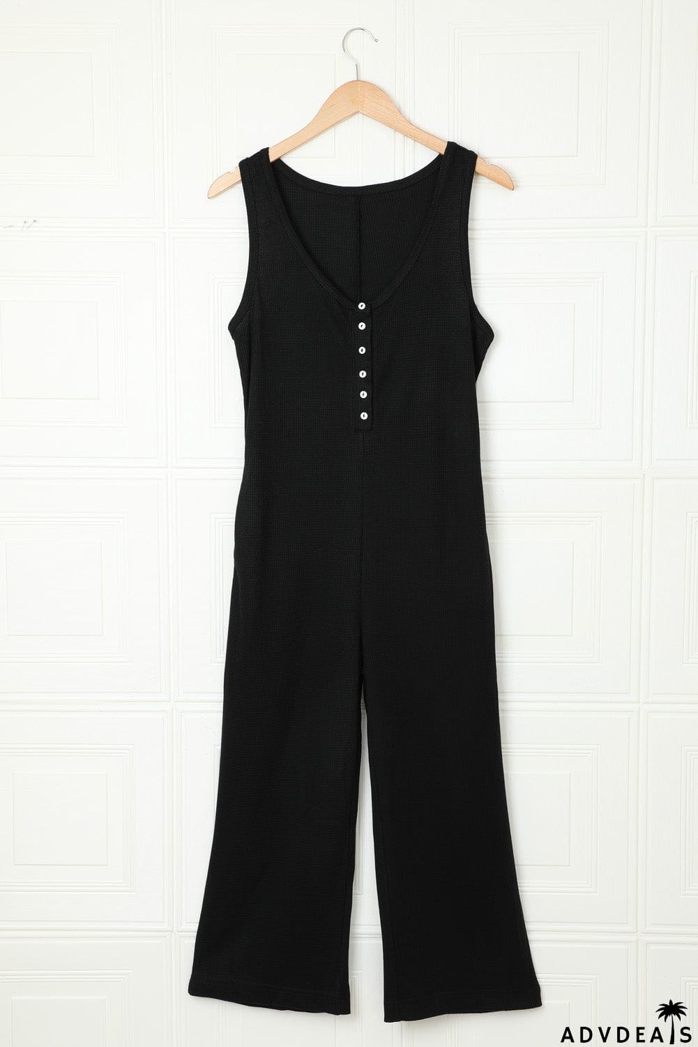 Women's Black Pocketed Thermal Sleeveless Jumpsuit