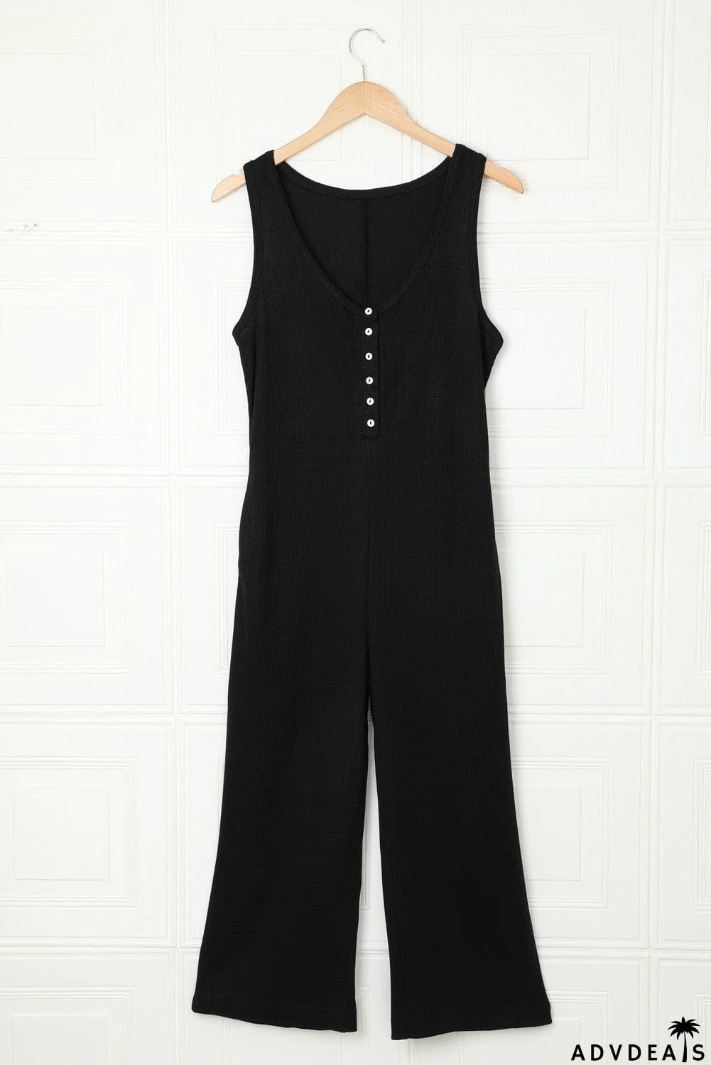 Women's Black Pocketed Thermal Sleeveless Jumpsuit