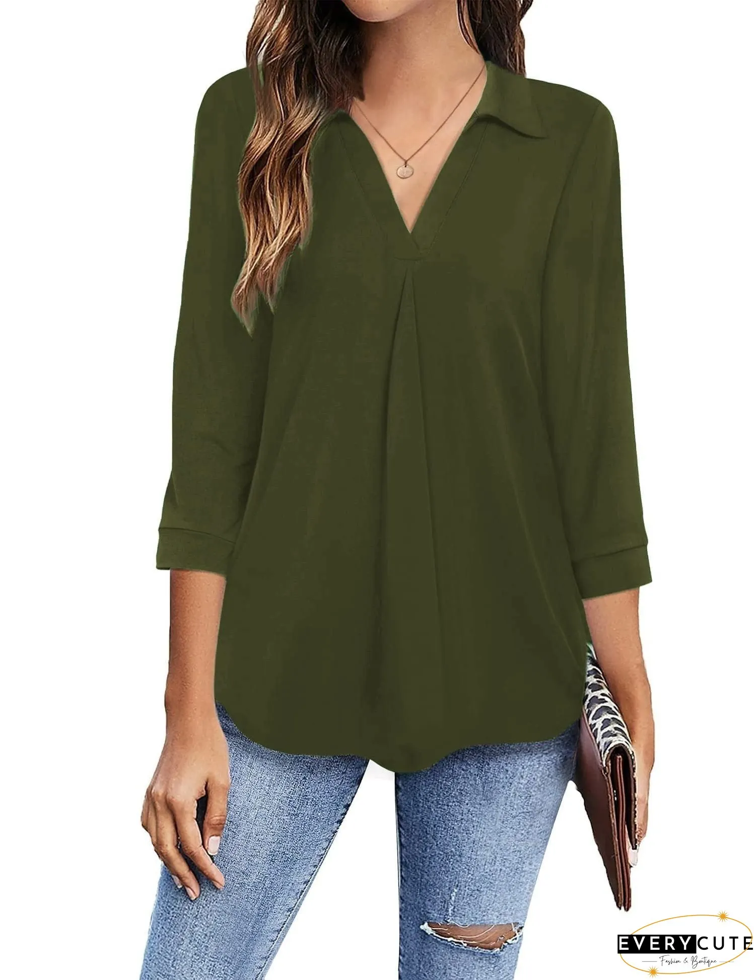 Plus Size V Neck Blouse
