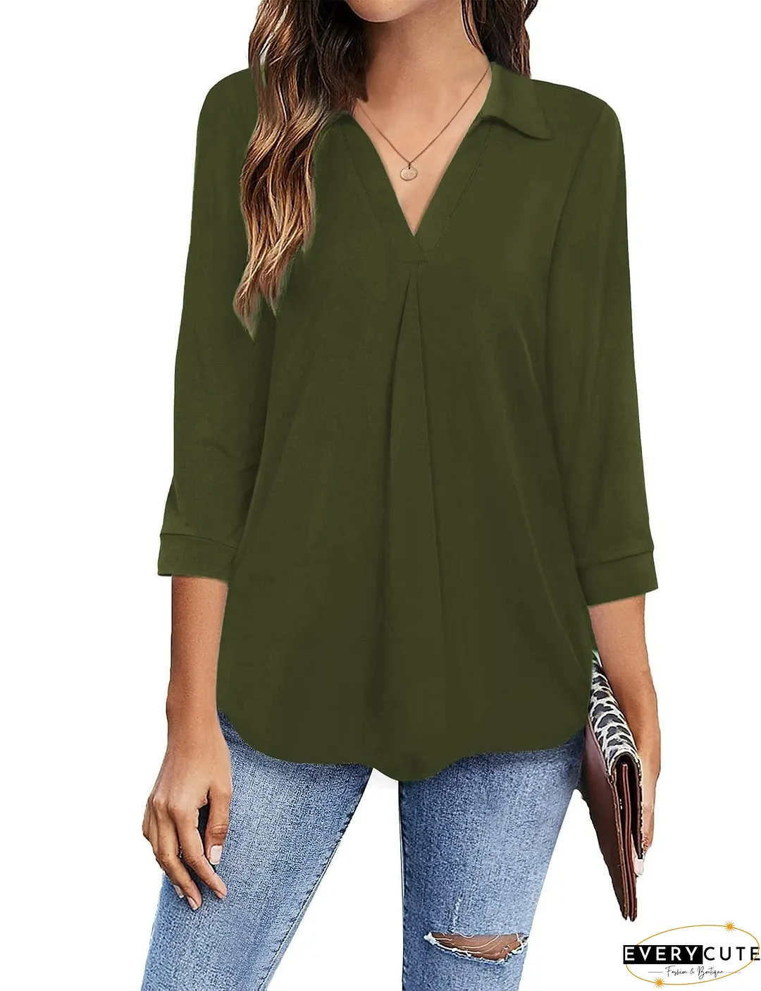 Plus Size V Neck Blouse