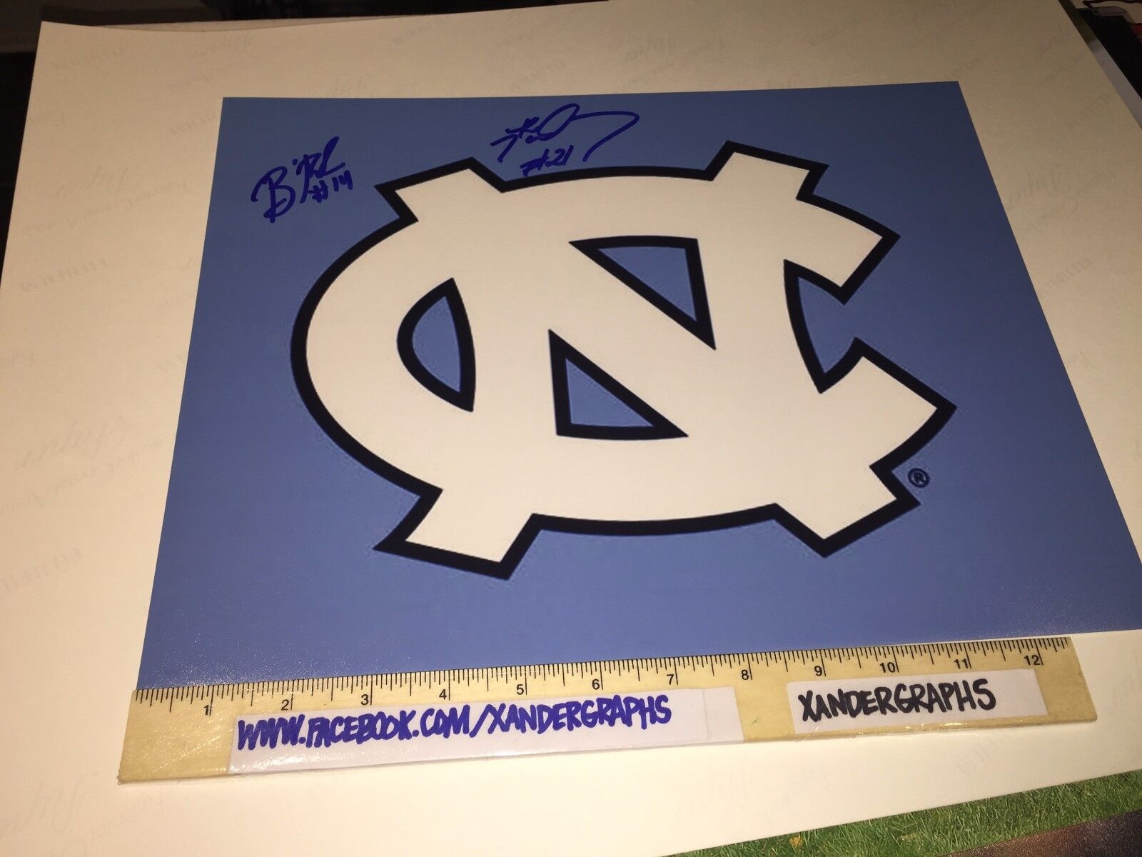 2017 UNC NORTH CAROLINA TARHEELS BASKETBALL TEAM SIGNED 11X14 Photo Poster paintingGRAPH WOODS