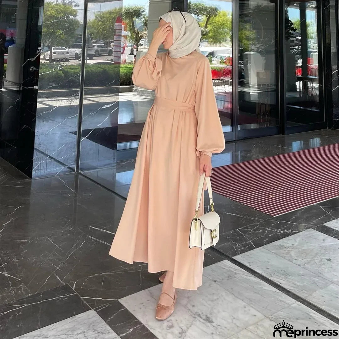 Women's Arabian Polyester Full Sleeve Solid Pattern Casual Abaya