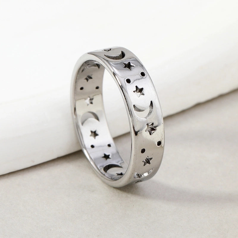 Elegant Star Moon Titanium Steel Rings