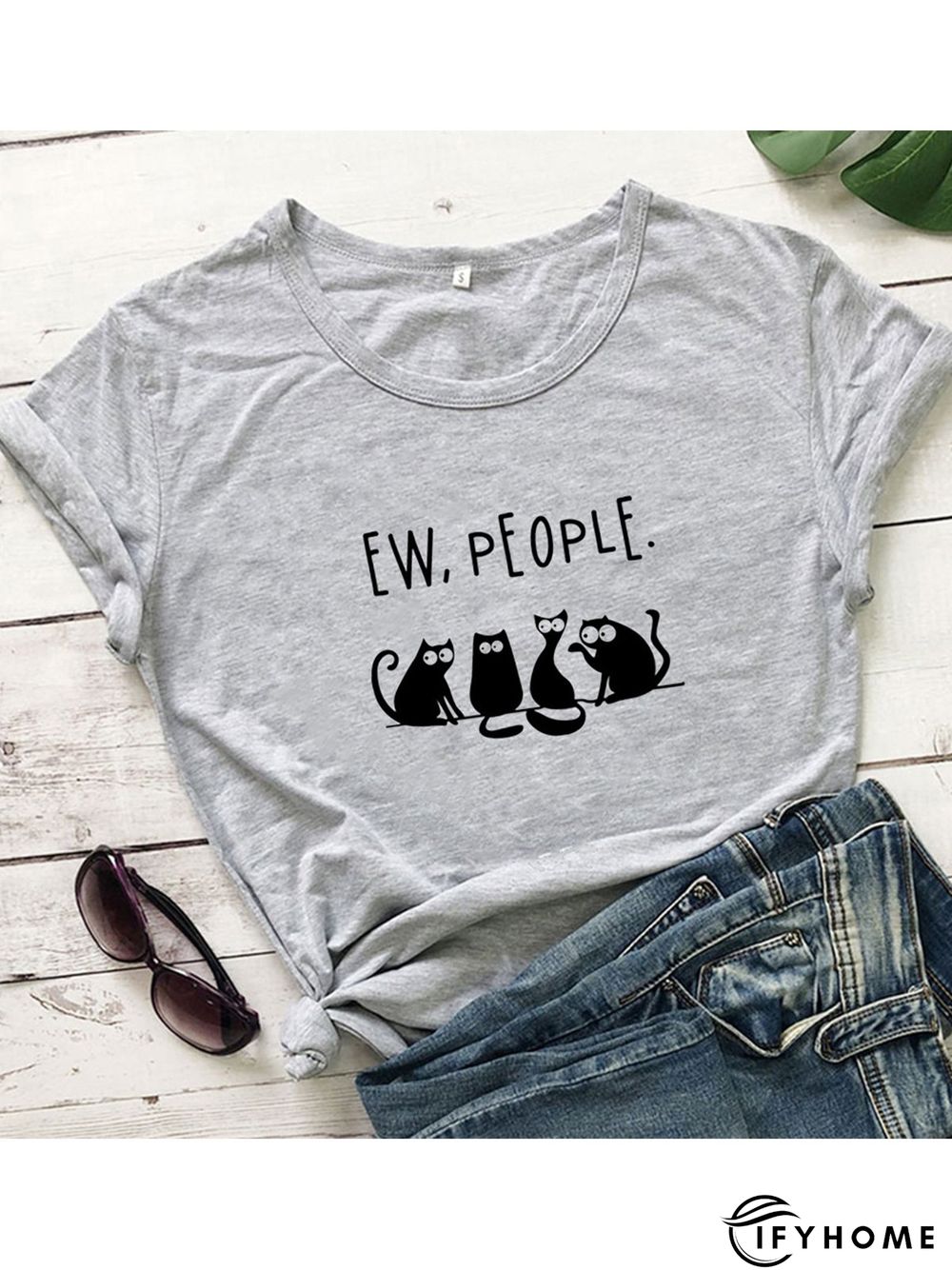 Casual Plus Size Printed Short Sleeve Tee Shirts Tops | IFYHOME