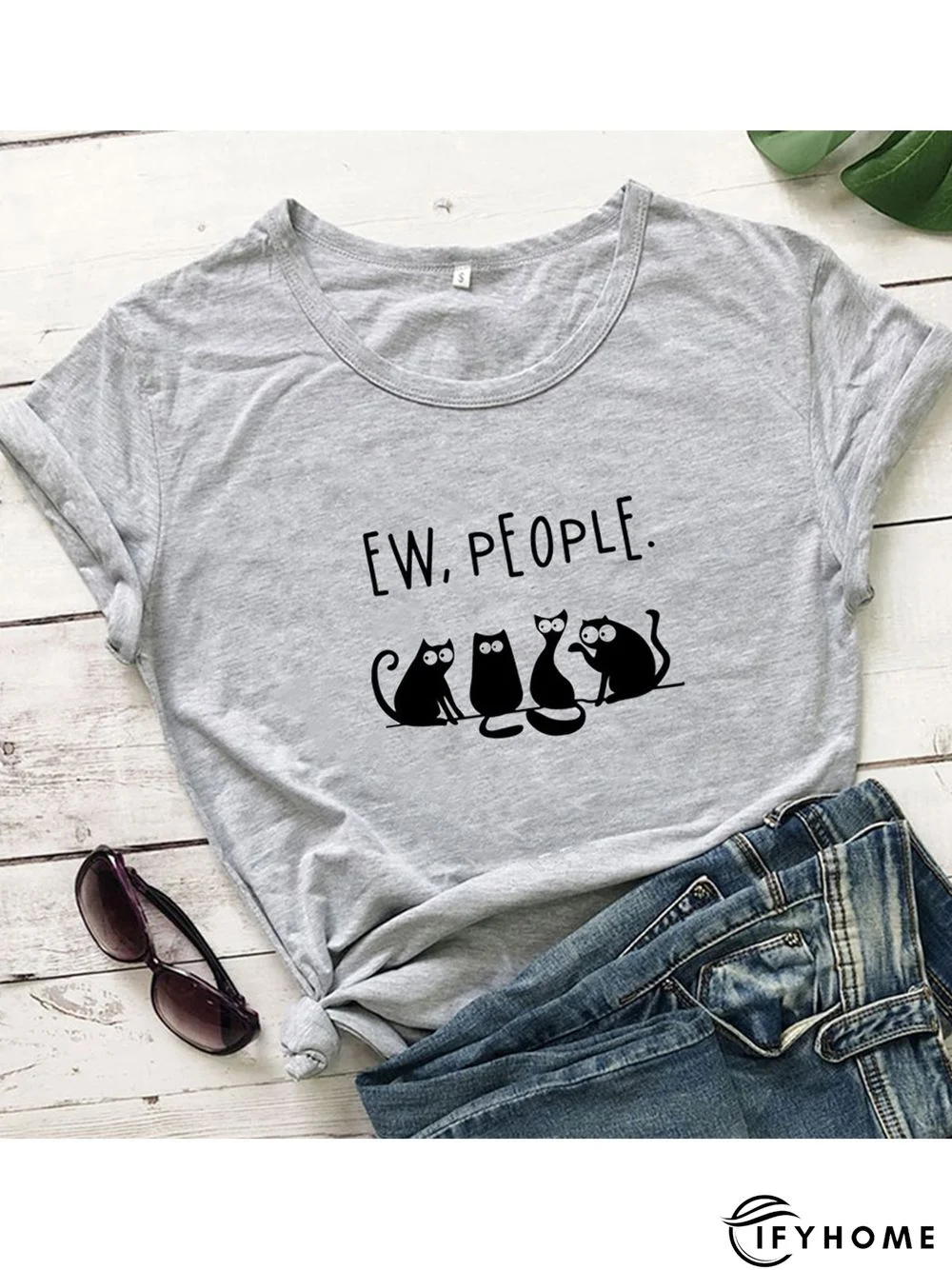 Casual Plus Size Printed Short Sleeve Tee Shirts Tops | IFYHOME