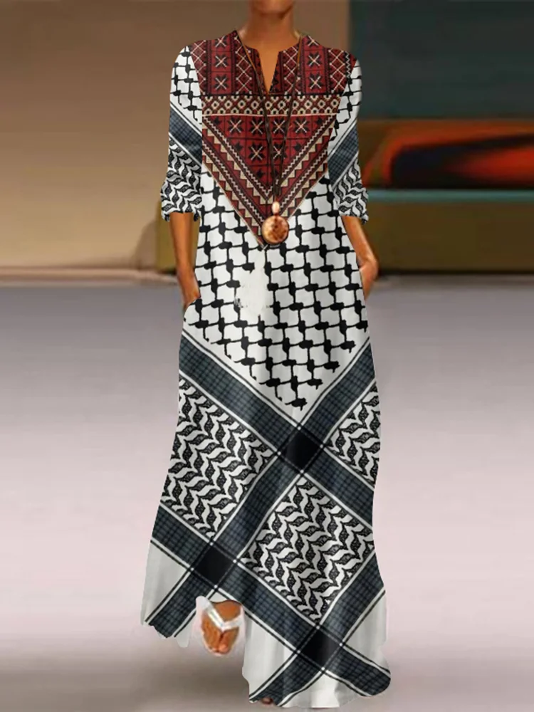 Kuffiya Inspired Tassels Flowy Maxi Dress