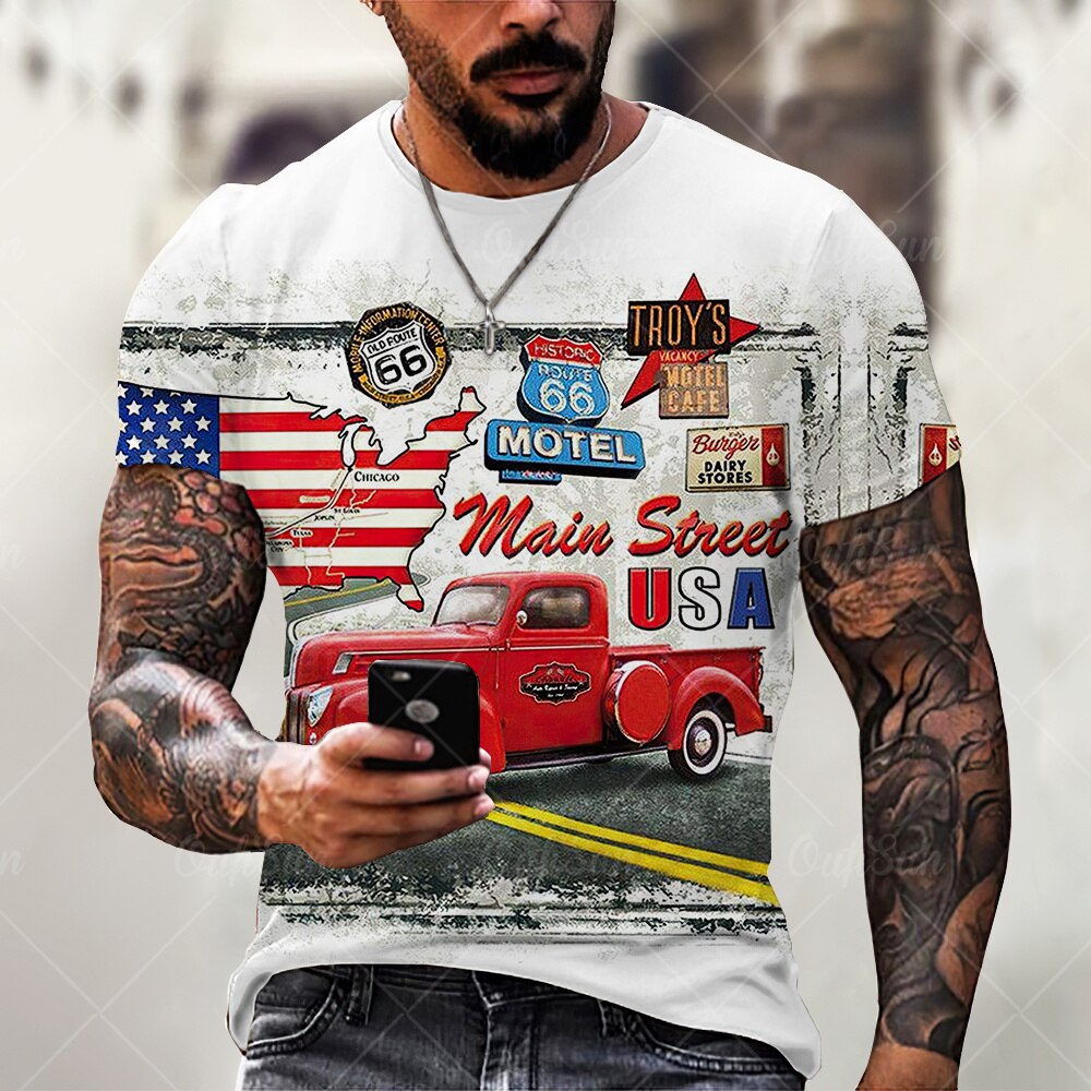 

Route 66 - 3D Printed Men T Shirt, 501 Original