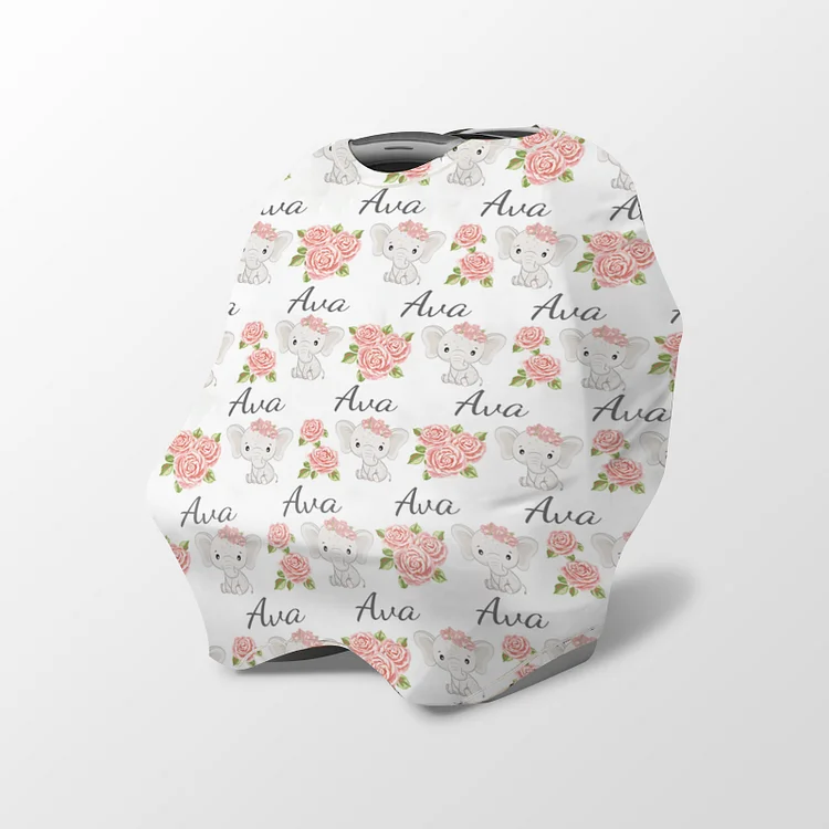 Personalized Elephant Baby Car Seat Canopy| Canopyl178