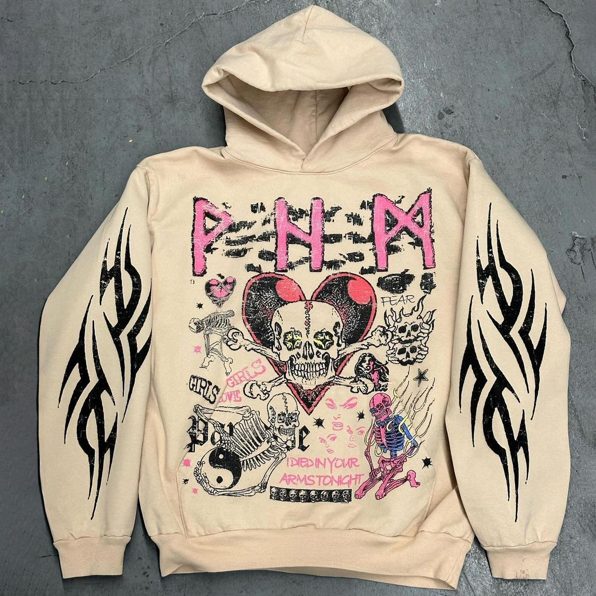 Multi-element Print Long Sleeve Hoodies