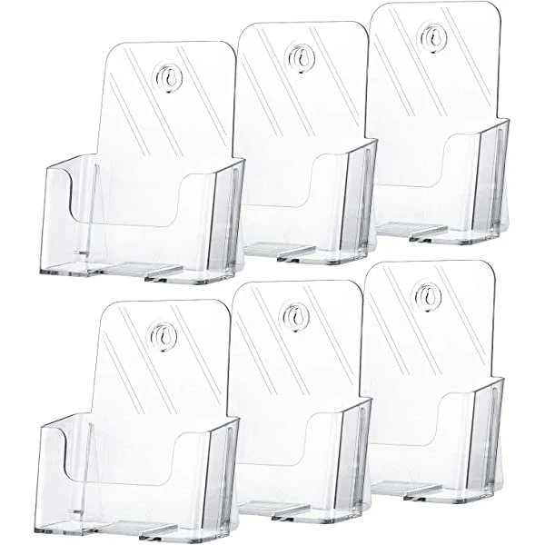 MaxGear® Acrylic Brochure Holder 6 x 8 Inches Plastic Magazine Holder Clear Literature for Wall Mount or Countertop Holder Trifold Pamphlet Display Stand