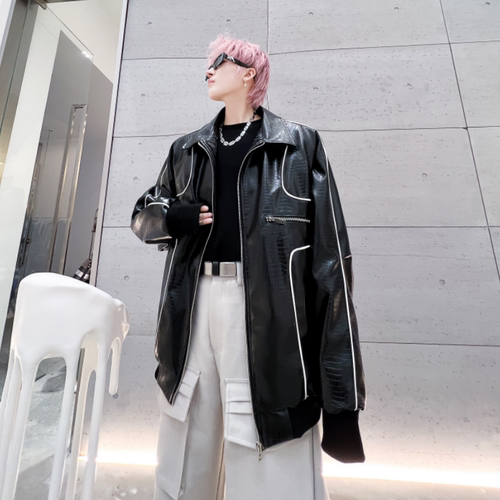 Dawfashion-Loose Youth Solid Color Leather Jacket-Yamamoto Diablo Clothing