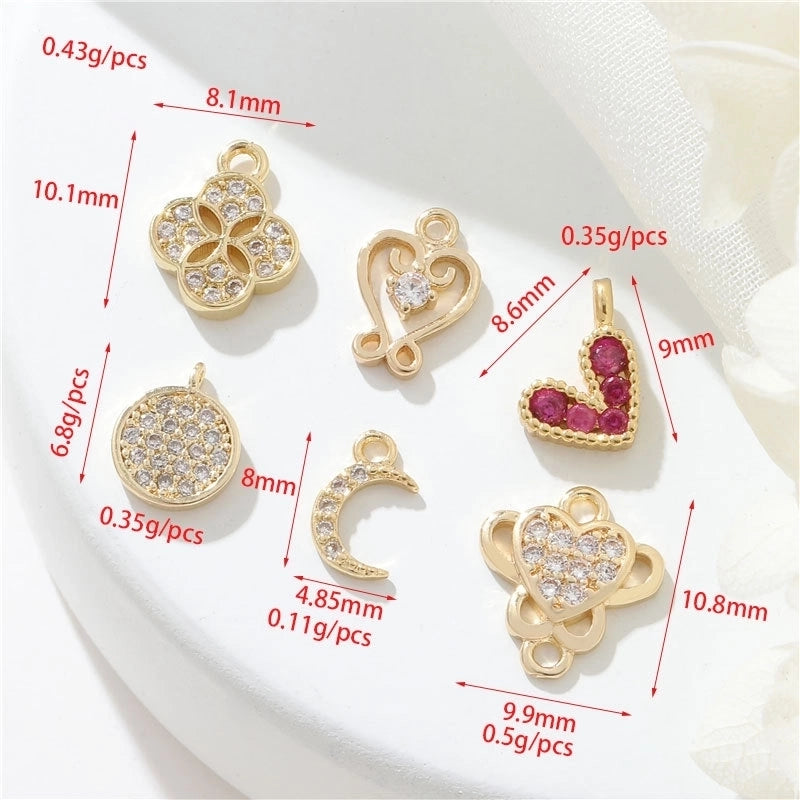 1 Piece 10.1*8.1mm 9.9*10.8mm Copper Zircon Moon Heart Shape Jewelry Accessories Pendant
