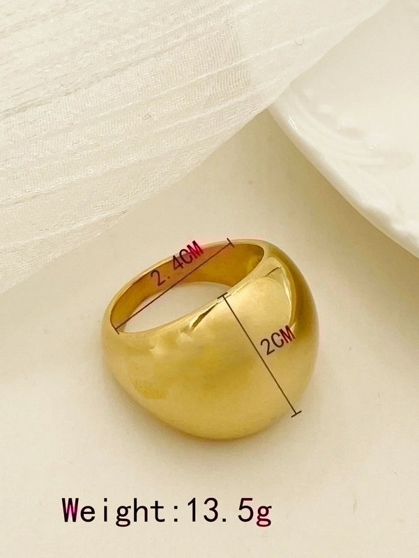 304 Stainless Steel 14K Gold Plated Casual Minimalist Plating Solid Color Rings