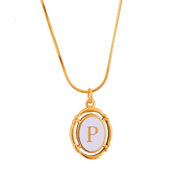 Stainless Steel Classic Style Stoving Varnish Plating Letter Pendant Necklace