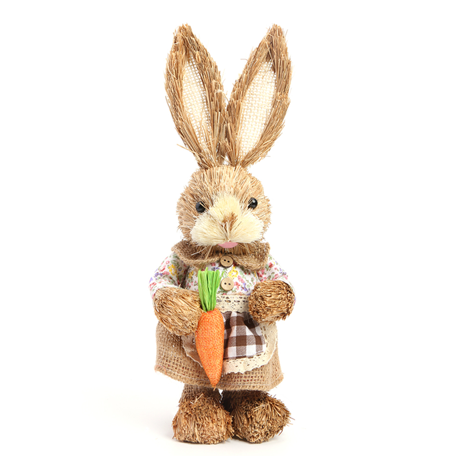 Straw Rabbit Ornament, 12 inch Standing Bunny with Carrot for Easter (8)