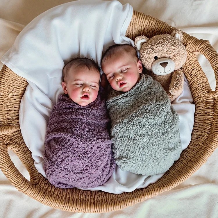 [Little Peanut Baby Dolls] 12'' Real Lifelike Twins Boy and Girl Aidan & Matthew Reborn Baby Doll By Rsgdolls®：Realistic Reborn Baby Dolls By Rsgdolls®