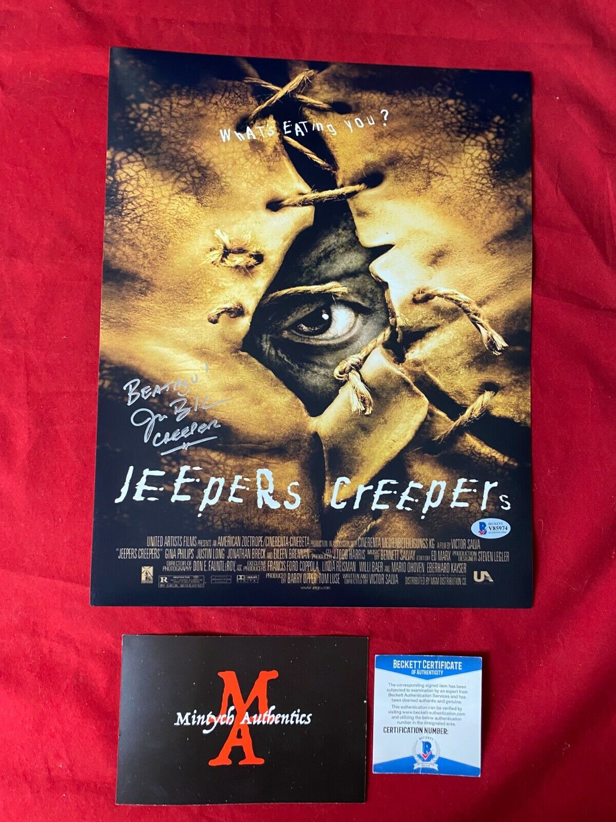 JONATHAN BRECK JEEPERS CREEPERS AUTOGRAPHED SIGNED 11x14 Photo Poster painting! BECKETT COA!