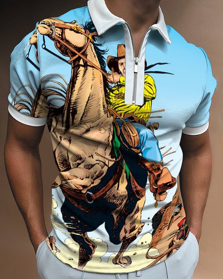 Men's fashion star print shirt 098e