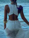 Lace Backless White Color Maxi Dress