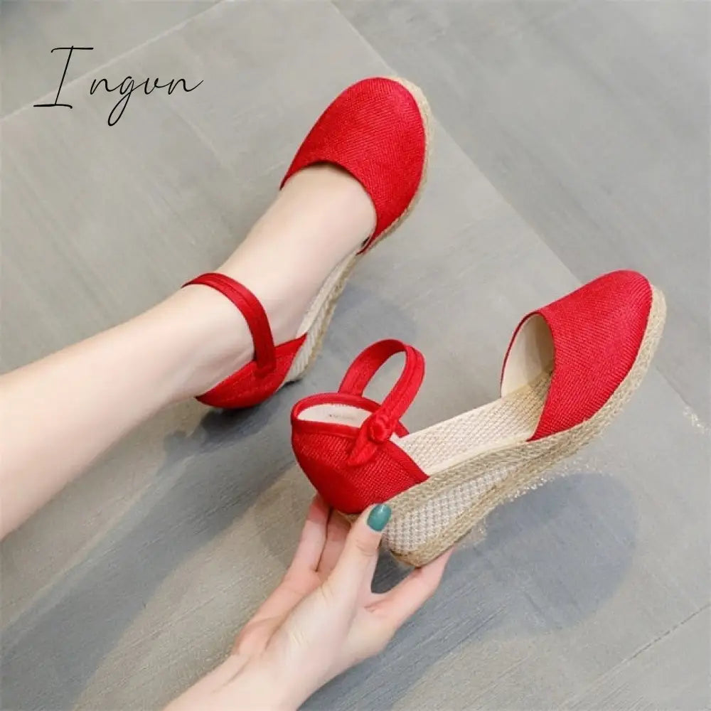 Ingvn - Espadrilles Wedges Woman Sandals Summer 2023 New In Ladies Comfort Casual Shoes Party