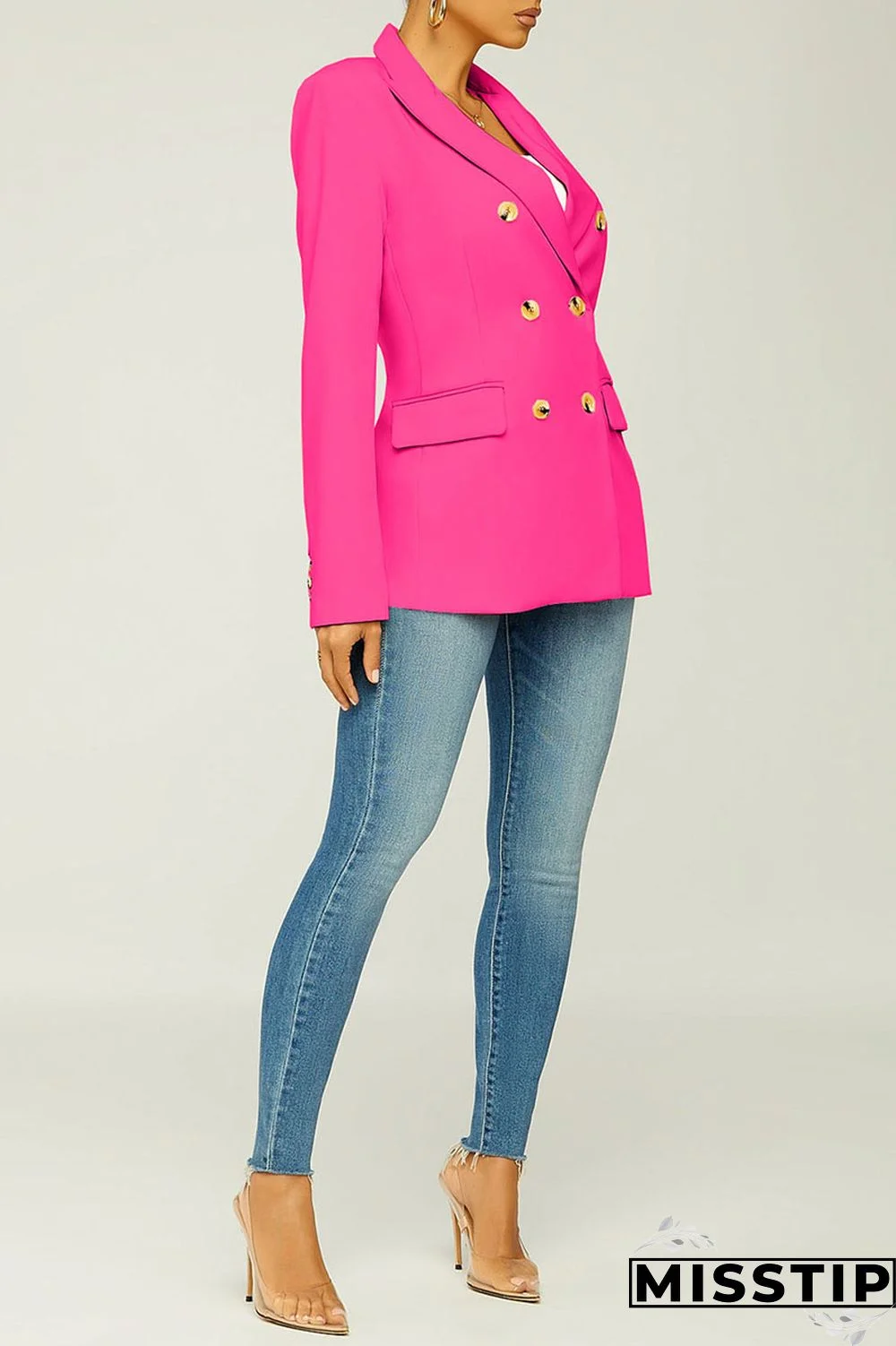 Black Casual Solid Patchwork Turn-back Collar Outerwear