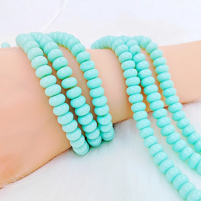 1 String 5*8mm Glass Glass Geometric Solid Color Beaded