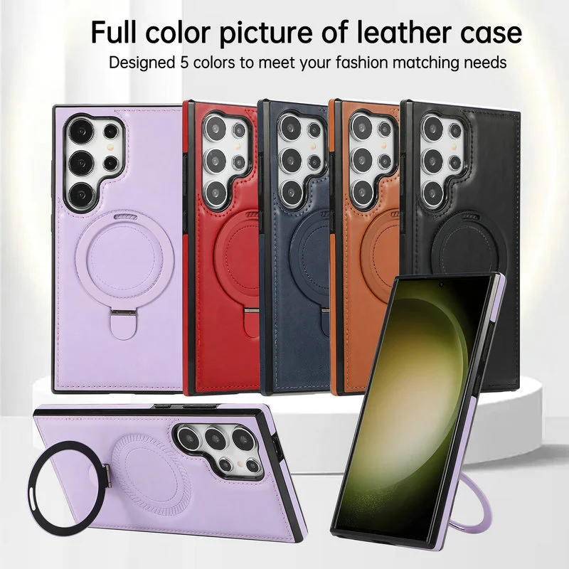 Samsung S24ultra leather hidden stand phone case