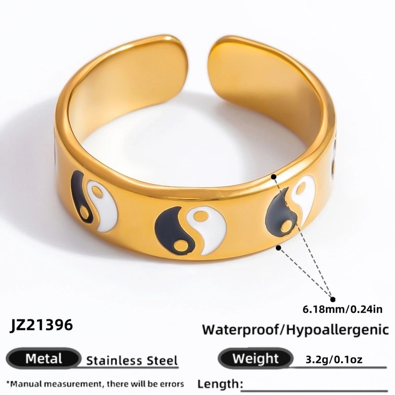 Casual Vacation Classic Style Color Block 304 Stainless Steel Rings