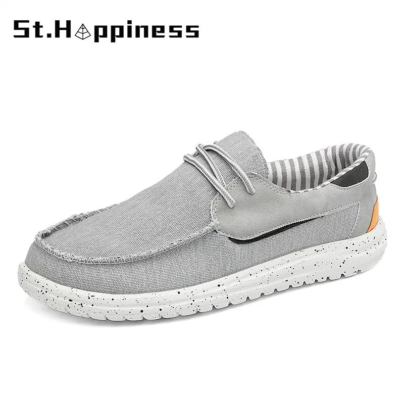 2021 Summer New Men Canvas Boat Shoes Outdoor Convertible Slip On Loafer Fashion Casual Flat Non-Slip Deck Shoes Big Size