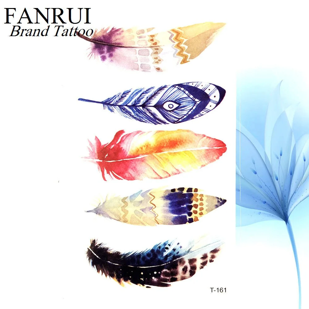 Summer Style Watercolor Feather Bird Temporary Tattoo Women Tribal Henna Fake Tattoo Men Body Arm Art Drawing 3D Tatto Stickers